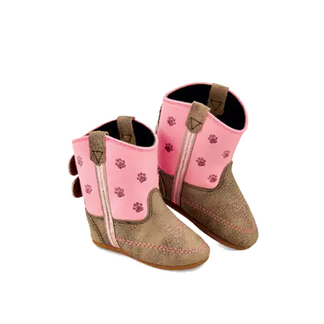 OLD WEST BROWN PAW PRINT POPPETS KID'S WESTERN BOOT-10134