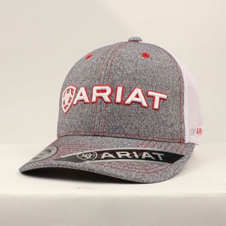 ARIAT HEATHER RED & WHITE EMBROIDERED LOGO BALLCAP-A300000806