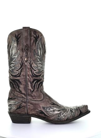 CORRAL CHOCOLATE INLAY & EMBROIDERY MEN'S WESTERN BOOT-A3871