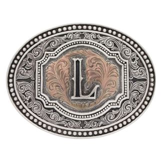 MONTANA SILVERSMITHS SILVER & COPPER INITIAL L BUCKLE-A518L
