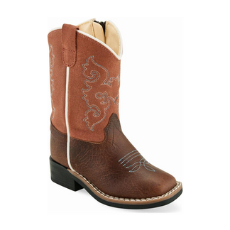 OLD WEST RUGBY BROWN/RUSTY SUEDE TODDLER WESTERN BOOT-BSI1943