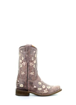 CORRAL BROWN EMBRODERY SQ. TOE KID'S WESTERN BOOT-E1267