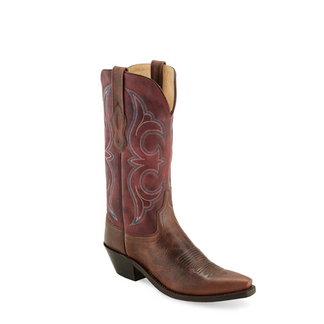 OLD WEST RED/RUGBY BROWN SNIP TOE WOMEN'S WESTERN BOOT-LF1598