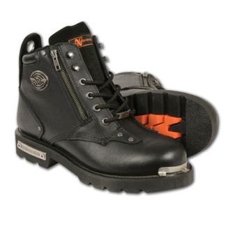 SHAF LACE TO TOE SIDE ZIP MEN'S MOTORCYCLE LACE UP BOOT-MBM103