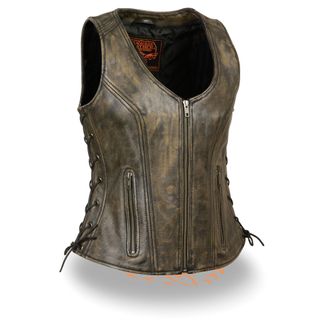 SHAF SIDE LACE WOMEN'S MOTORCYCLE LEATHER VEST-MLL4531