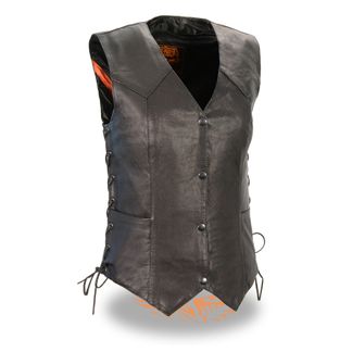 SHAF LIGHTWEIGHT WOMEN'S MOTORCYCLE LEATHER VEST-MLL4546