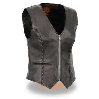 SHAF LIGHTWEIGHT WOMEN'S MOTORCYCLE LEATHER VEST-MLL4550