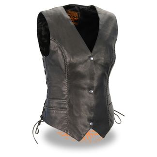 SHAF LIGHTWEIGHT WOMEN'S MOTORCYCLE LEATHER VEST-MLL4560