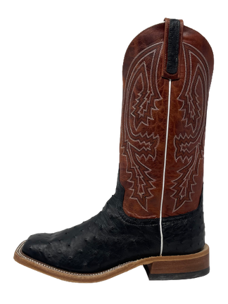 ANDERSON BEAN BLACK FULL QUILL OSTRICH MEN'S WESTERN BOOT-S1098