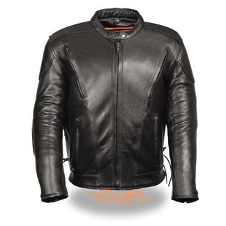 SHAF SIDE LACE VENTED MEN'S MOTORCYCLE LEATHER JACKET-SH1010
