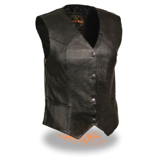 SHAF CLASSIC FOUR SNAP WOMEN'S MOTORCYCLE LEATHER VEST-SH1227