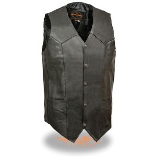 SHAF SNAP FRONT -TALL MEN'S MOTORCYCLE LEATHER VEST-SH1310TALL