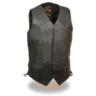 SHAF SIDE LACE- TALL MEN'S MOTORCYCLE LEATHER VEST-SH1315TALL