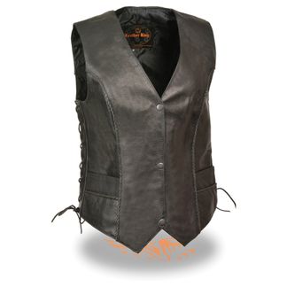 SHAF SNAP FRONT WOMEN'S MOTORCYCLE LEATHER VEST-SH2045