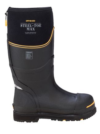 DRYSHOD MAX COLD CONDITIONS RUBBER MEN'S WORK STEEL TOE PULL ON BOOT-STM-UH-BK