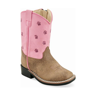OLD WEST BROWN PAW PRINT TODDLER WESTERN BOOT-VB1075