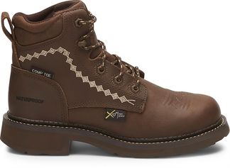 JUSTIN WYOMING WP WOMEN'S WORK COMP TOE 6" LACE UP BOOT-WKL994