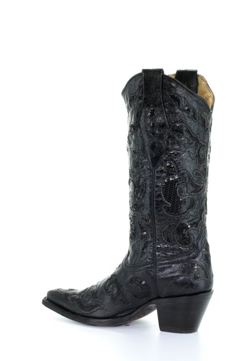 CORRAL BLACK GOAT SEQUINS INLAY WOMEN'S WESTERN BOOT-A1070-CORR | Chuck ...