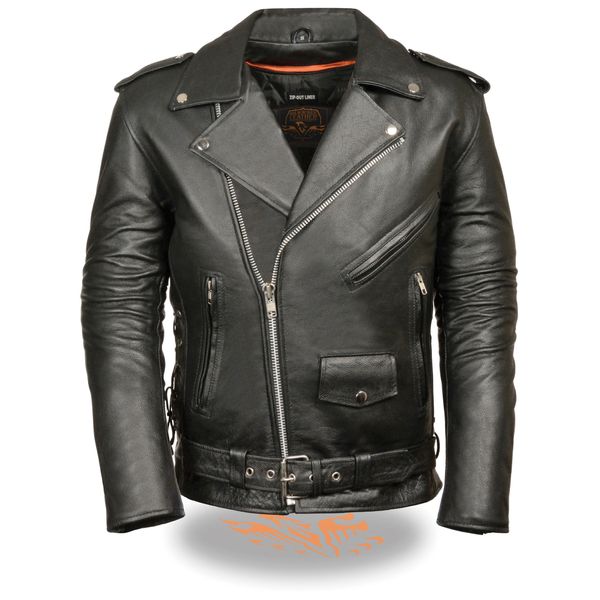 SHAF SIDE LACE MEN'S MOTORCYCLE LEATHER VEST-SH1011 | Chuck's Boots
