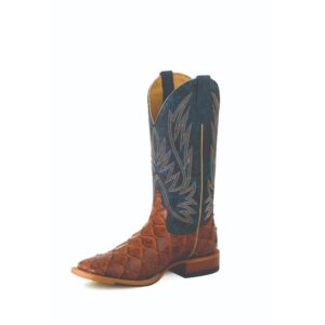 A left 3/4 turned Anderson Bean Horse Power Cognac Filet of Fish Men's Western Boot.