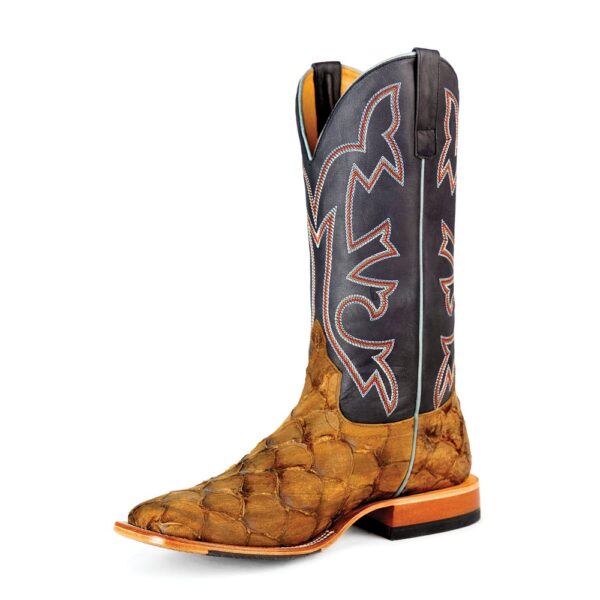 A left 3/4 turned Anderson Bean Horse Power Honey Filet of Fish Print Men's Western Boot.