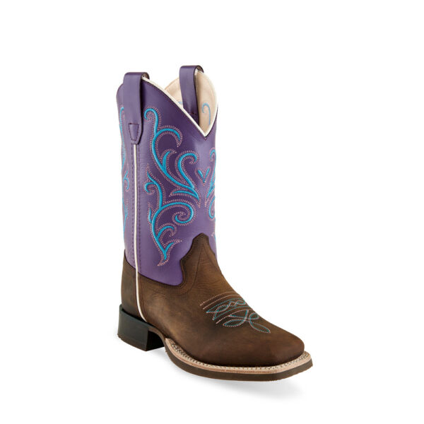 Purple and Brown Square Toe Children's Western Boot