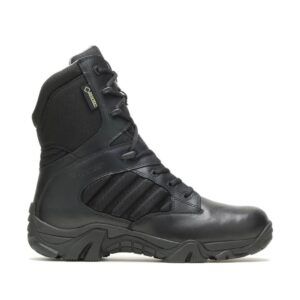 A right profile facing Bates GX-8 Black Men's Uniform Comp Toe 8" Lace Up Boot.