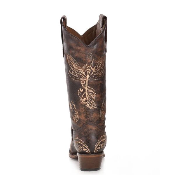 Distressed Brown and Bone Dragonfly Embroidery Snip Cowgirl - Image 4