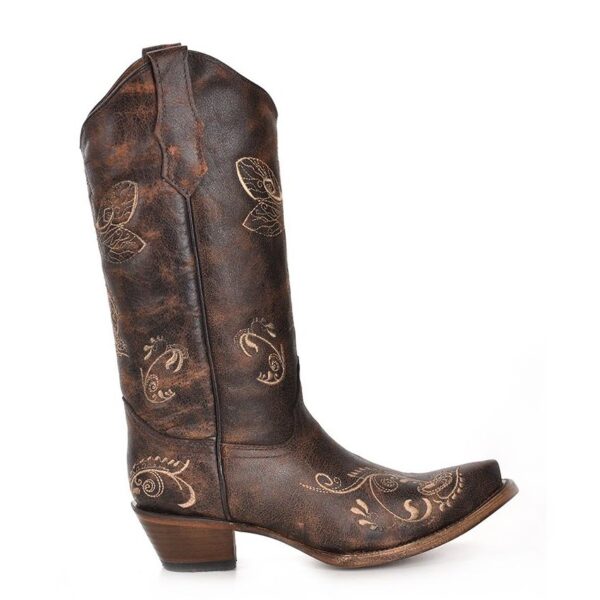 Distressed Brown and Bone Dragonfly Embroidery Snip Cowgirl - Image 2