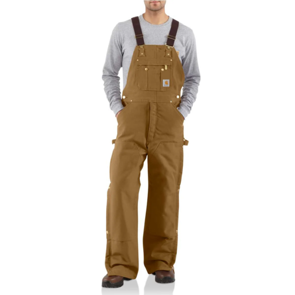 CARHARTT  QUILT LINED BIB MEN'S WORKWEAR JEANS/PANTS-R41-BRN