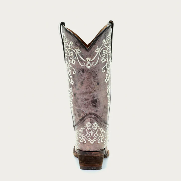 Bone Color Floral Stitching Teen Cowgirl - Image 4