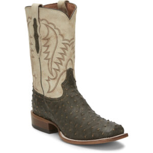A 3/4 turned Tony Lama Augustus 11" Full Quill Ostrich Square Toe Men's Western Boot.