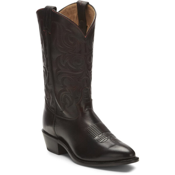 A 3/4 turned Tony Lama Townes 12" Black Cherry Americana Men's Western Boot.
