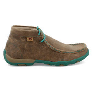 A right profile facing Twisted X Women's Bomber and Turquoise Chukka Driving Moc Casual Shoe.
