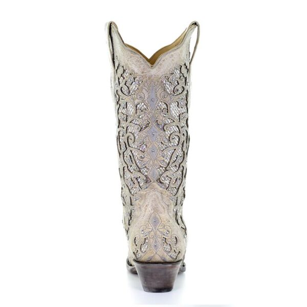 White Glittered Inlay and Crystals Wedding Cowgirl - Image 3
