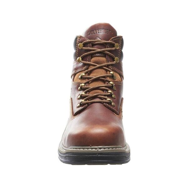 A forward facing look at the Wolverine Raider Men's Work Steel Toe 6" Lace Up Boot.