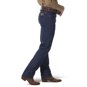 A modeled, right-side-facing look at a pair of Wrangler Rigid Cowboy Cut Original Fit Jeans.
