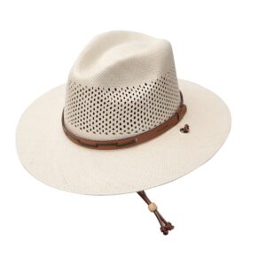A 3/4 turned Stetson Airway Vented Straw Western Hat.