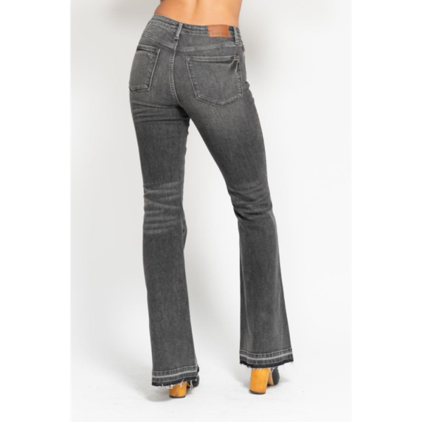 MID RISE TUMMY CONTROL WASHED GRAY RELEASE HEM FLARE JEAN - Image 3