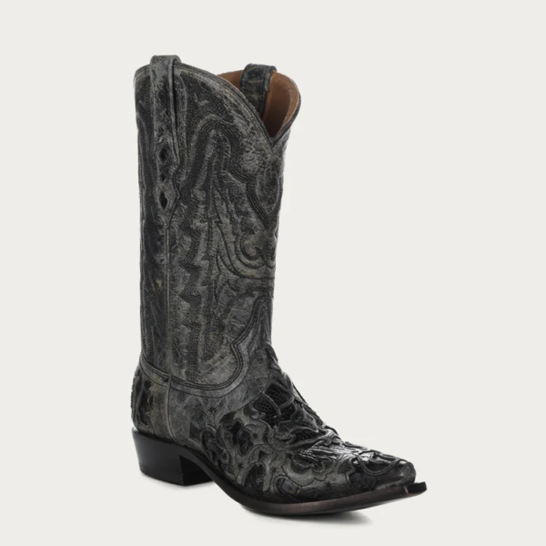 Black Alligator Inlay and Stitching Exotic Cowboy - Image 2