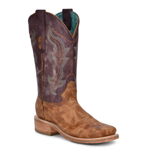 Sand and Purple Embroidered Square Rodeo Cowgirl
