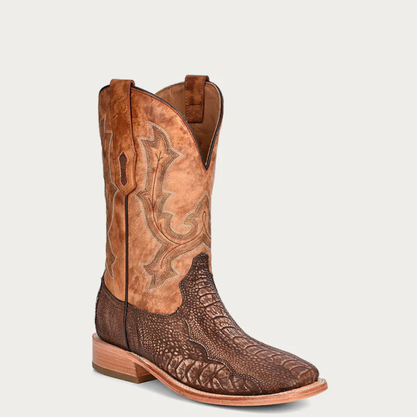 Brown Ostrich Leg Vamp and Sand Wide Square Cowboy - Image 2