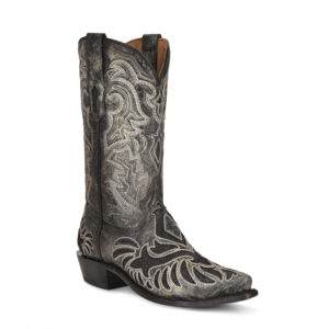 Black Python Inlay with Embroidery Cowboy
