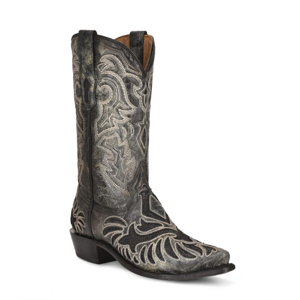 Black Python Inlay with Embroidery Cowboy