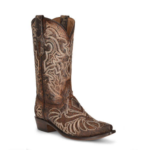 Brown Python Inlay with Embroidery Cowboy