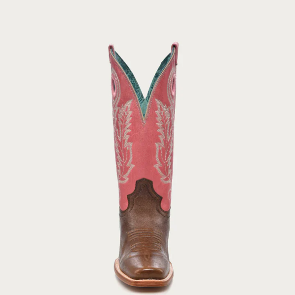 Pink Goat with Embroidery Brown Square with Pull Holes Cowgirl - Image 3