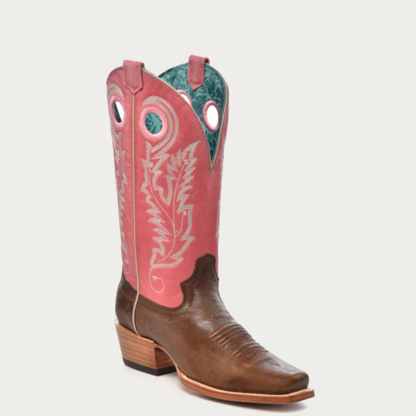 Pink Goat with Embroidery Brown Square with Pull Holes Cowgirl - Image 2