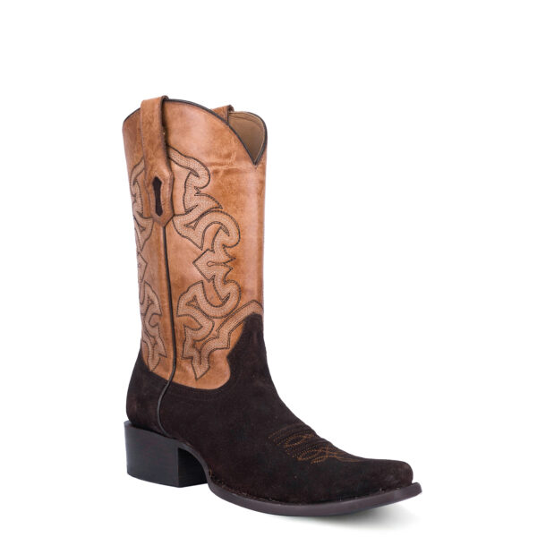 Brown and Sand Suede Embroidered Horseman Cowboy