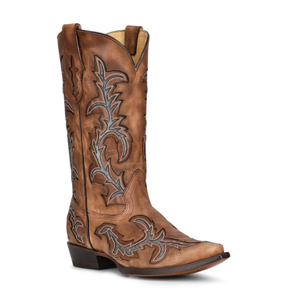Honey and Gray Inlay with Embroidery Cowboy
