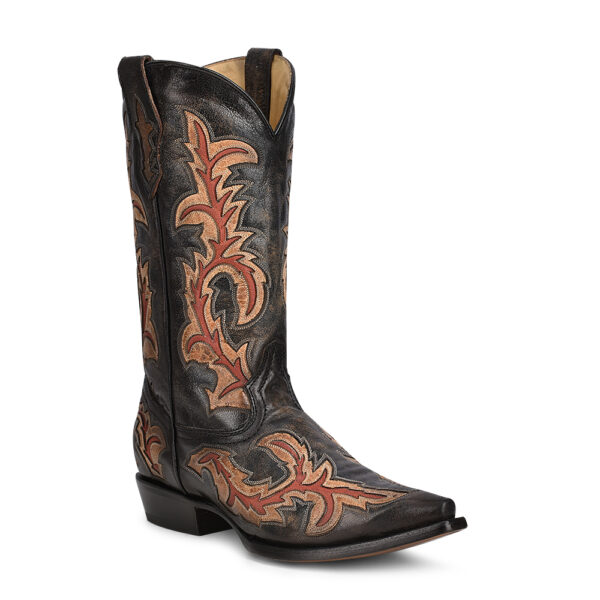 Black and Red Inlay with Embroidery Cowboy